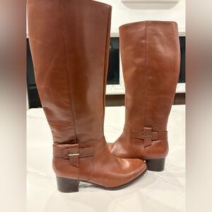 Nine West Leather Chestnut Heeled Boots